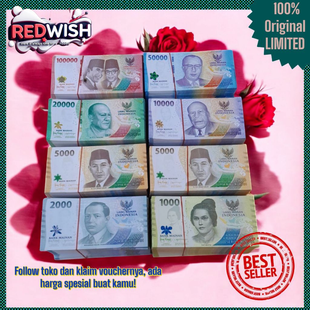 100 Lembar Uang Mainan - Model 100.000, Bahan Berkualitas, mainan edukasi mainan kasir anak