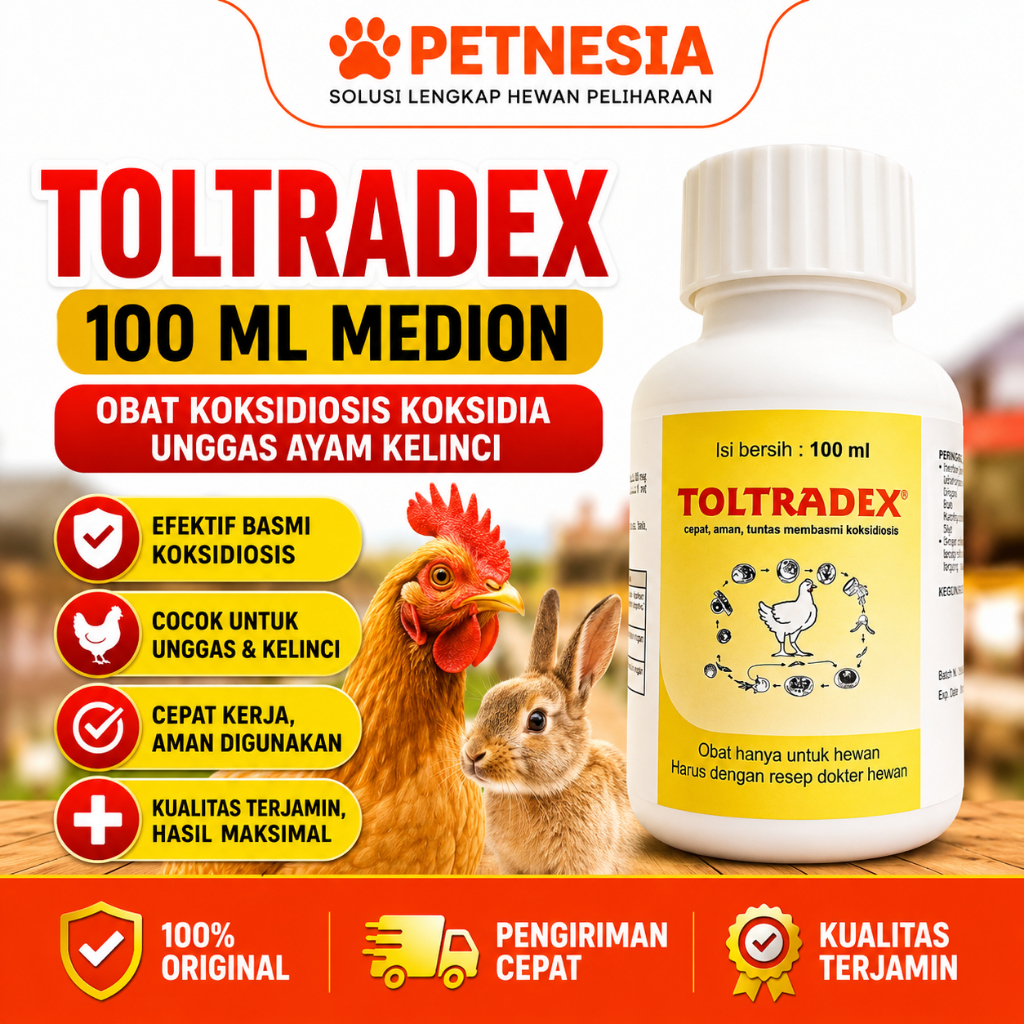 TOLTRADEX 100 ML MEDION - Obat Koksidiosis Koksidia Unggas Ayam Kelinci