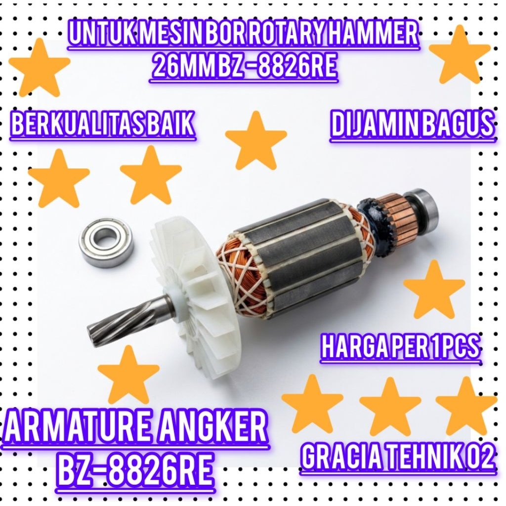 ARMATURE BZ 8826RE FOR MESIN ROTARY HAMMER DRILL 26MM ARMATURE ANGKER BZ-8826RE MERK BENZ PROMO