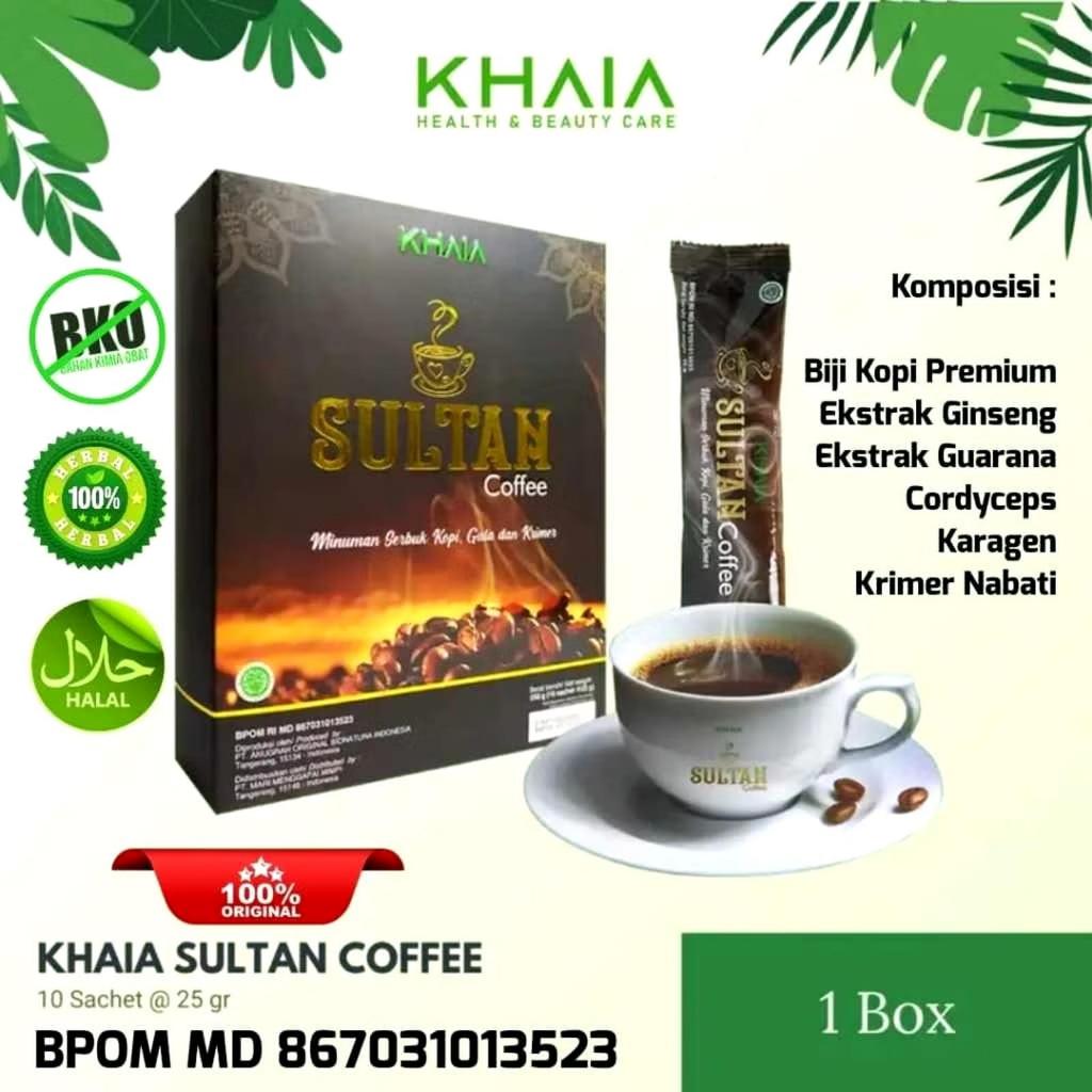 KOPI KUAT - KHAIA Sultan Kopi Premium dengan Ekstrak Ginseng Guarana Cordyceps Karagen -SACHET-