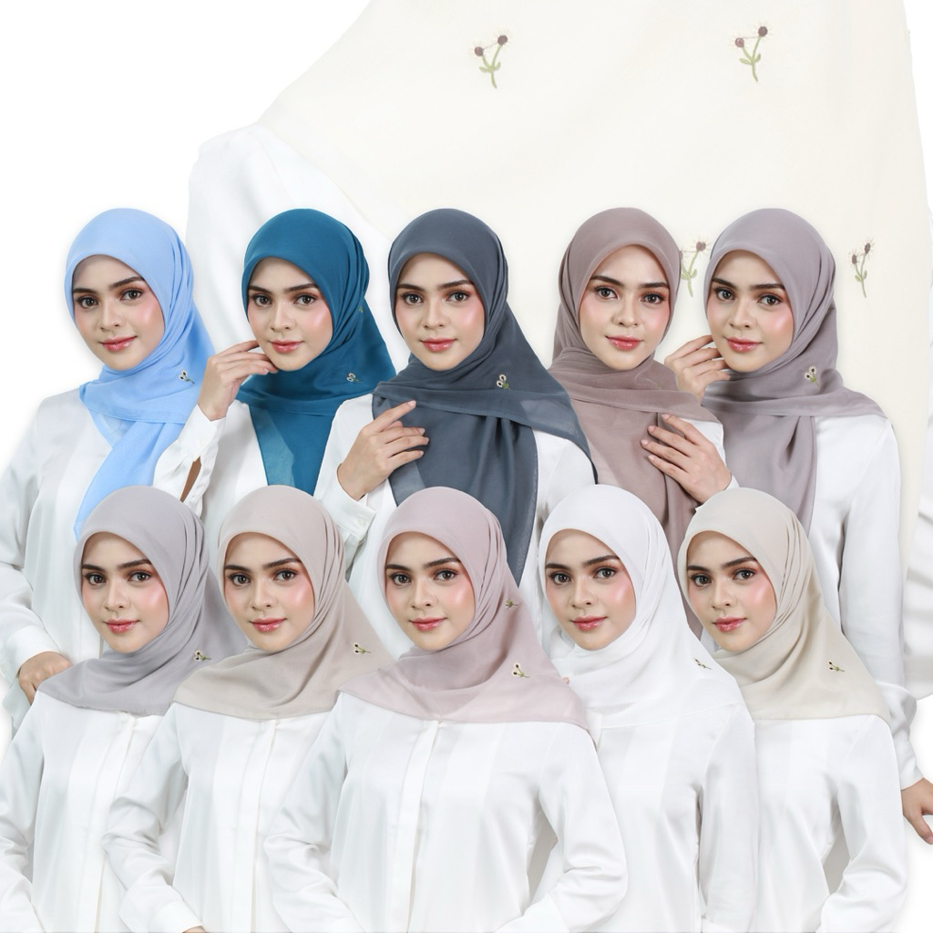 Hijab Segiempat Paris Varisha Motif Bordir Bunga//Kerudung Segiempat Katun Varisha By.gadihijab