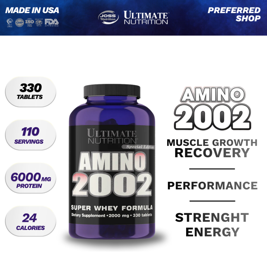 Ultimate Nutrition Amino 2002 330 Tabs | From Whey Hydrolysate | Made In USA - Suplemen Fitnes / Sup