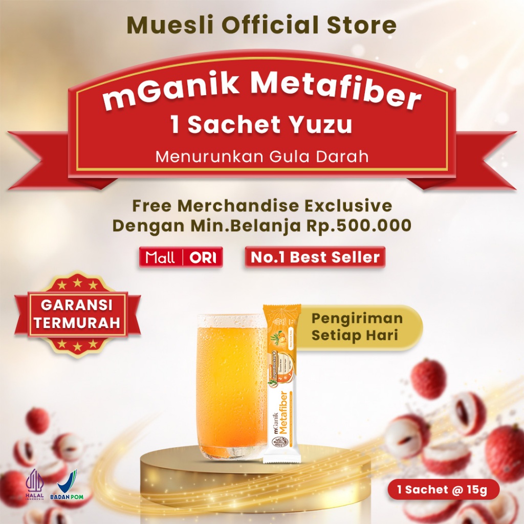 Muesli mGanik Metafiber Jeruk Yuzu Ecer Sachet - Suplemen Serat Diabetes Alami  Bpom Official Store 