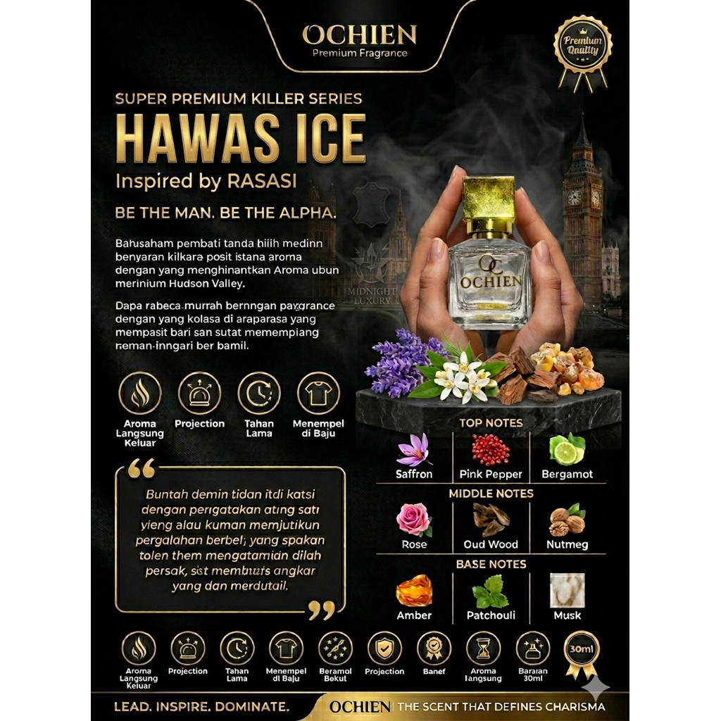 OCHIEN Hawas Ice Parfum Pria Fresh Cool Premium