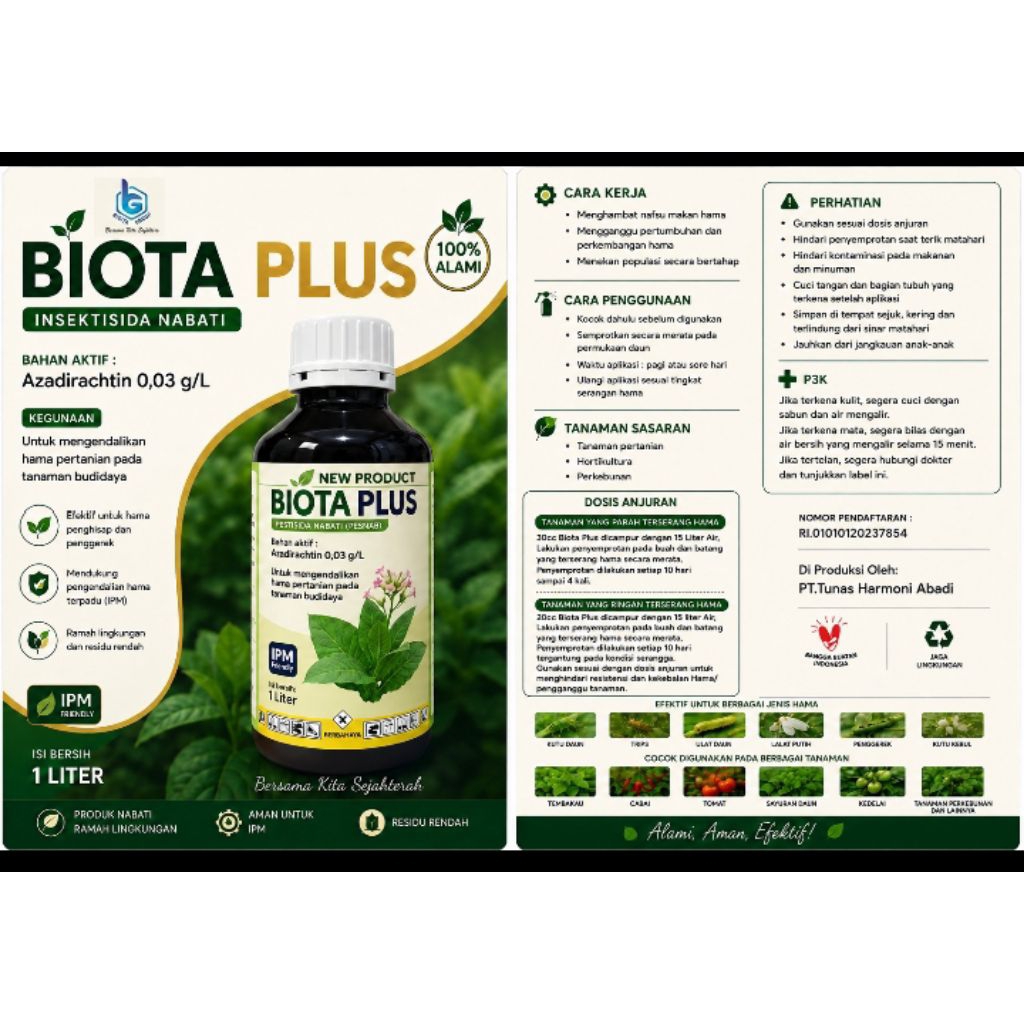 Pestisida nabati biota plus untuk tembakau