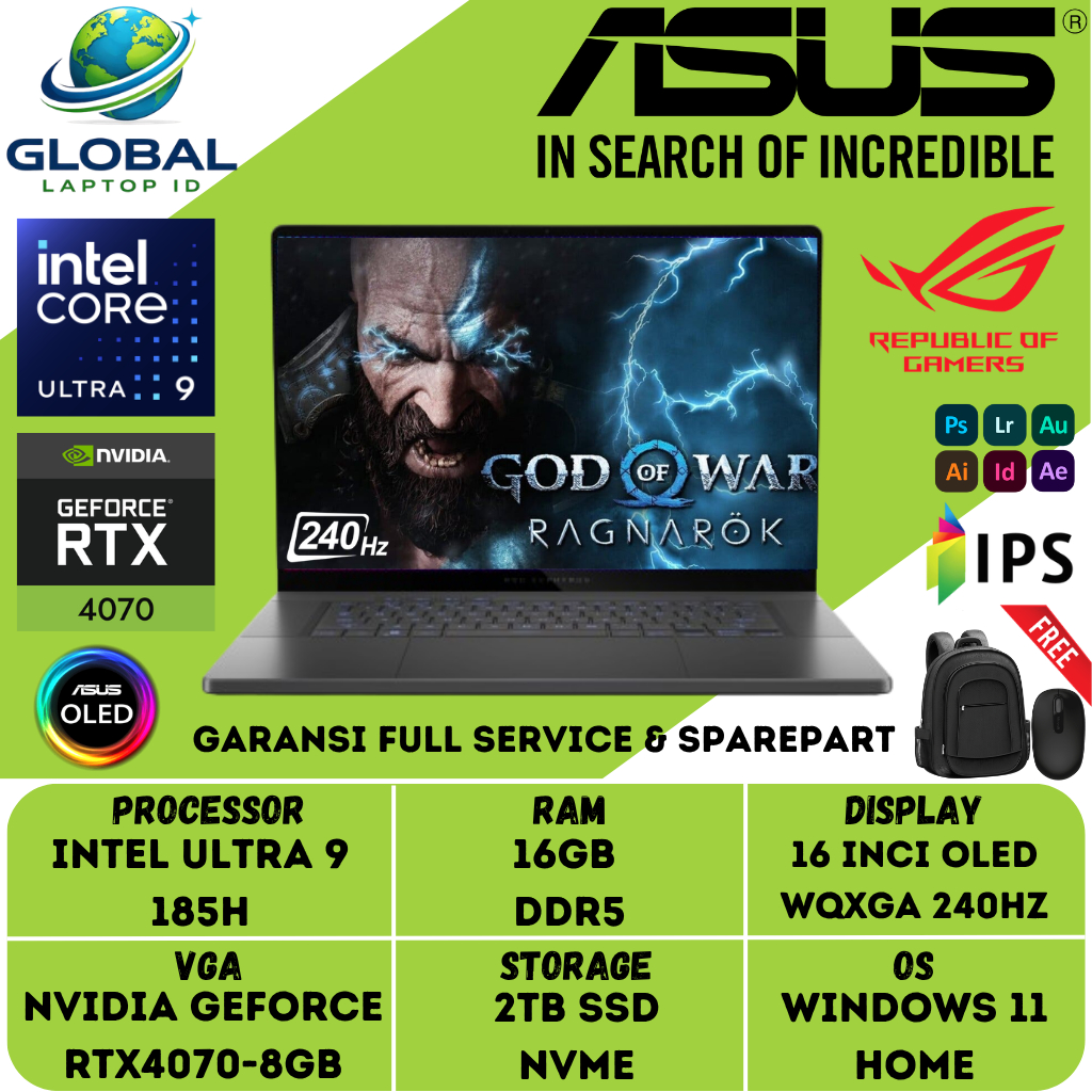 Laptop Asus Rog Zephyrus G16 GU605MZ Intel Core Ultra 9 185H 32GB DDR5 4TB RTX4080-12GB | RTX4090-16