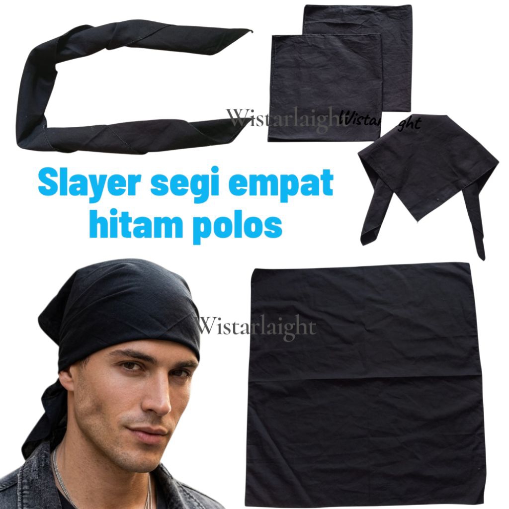 Slayer bandana Segi Empat  Hitam Polos Slayer Scraf bandana sapu tangan