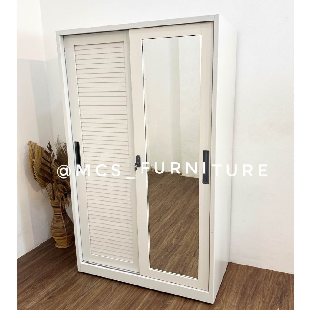 Lemari Baju Pakaian Besi / Aluminium JUMBO Sliding 120cm Mebel Furniture Semarang Demak Boja Kendal
