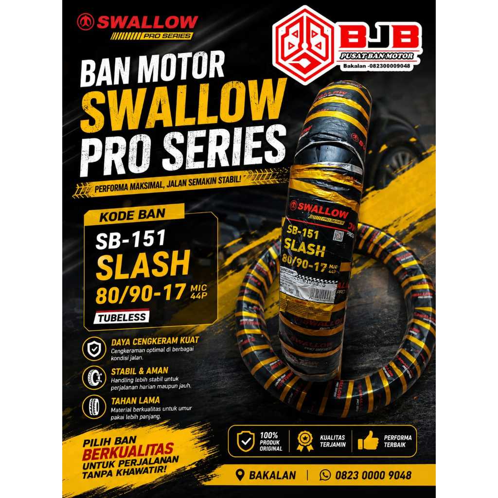 BAN SWALLOW TUBELESS 80/90 - 17 SLASH , BAN SOFT COMPOUND