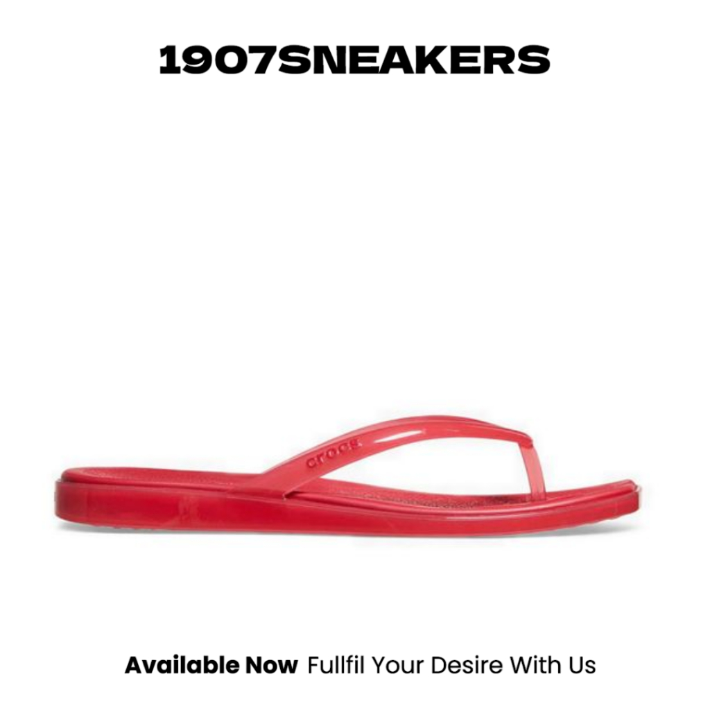 Sepatu Sendal Wanita Crocs Miami Jelly Flip - Court Red Jelly CCR2128667DJ