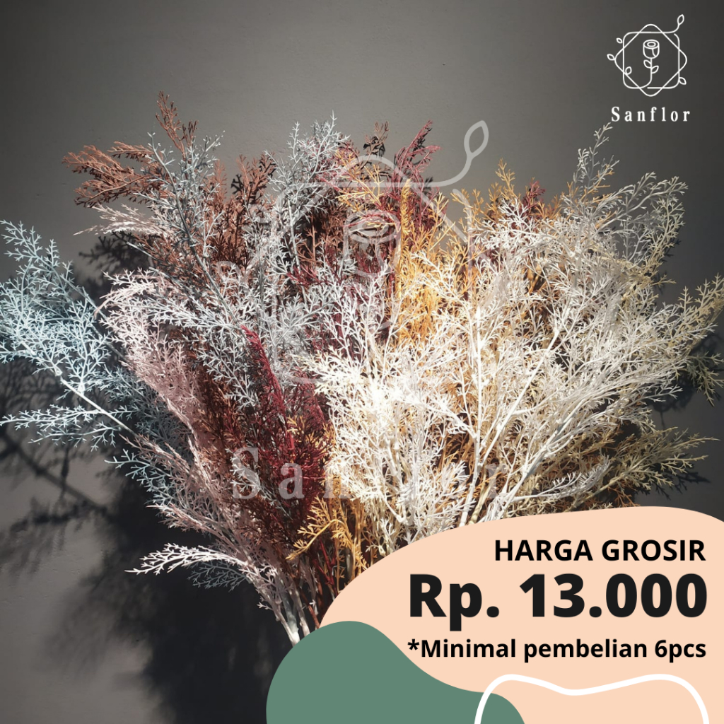 Daun Cemara asparagus /bunga artificial smoke bush