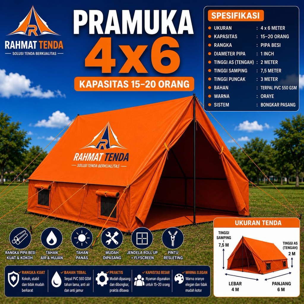 Tenda Regu barak pramuka 4x6x2