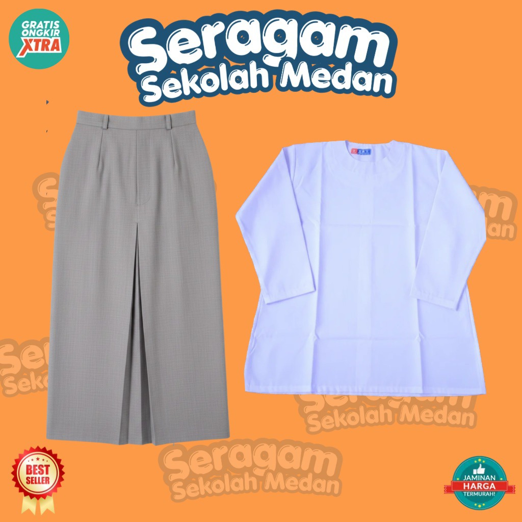 BAJU KURUNG SMA SETELAN ABU TETREK M SMA BAJU KURUNG SERAGAM KURUNG SMA BAJU KURUNG SEKOLAH MAN BAJU