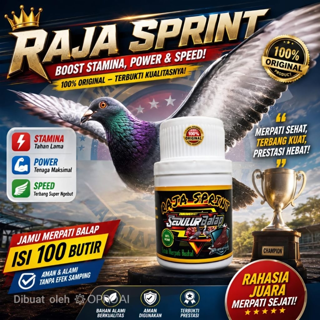 Power Sprint Jamu Merpati Balap Dan kolong 100 Butir pil extra Power And Speed giring keras