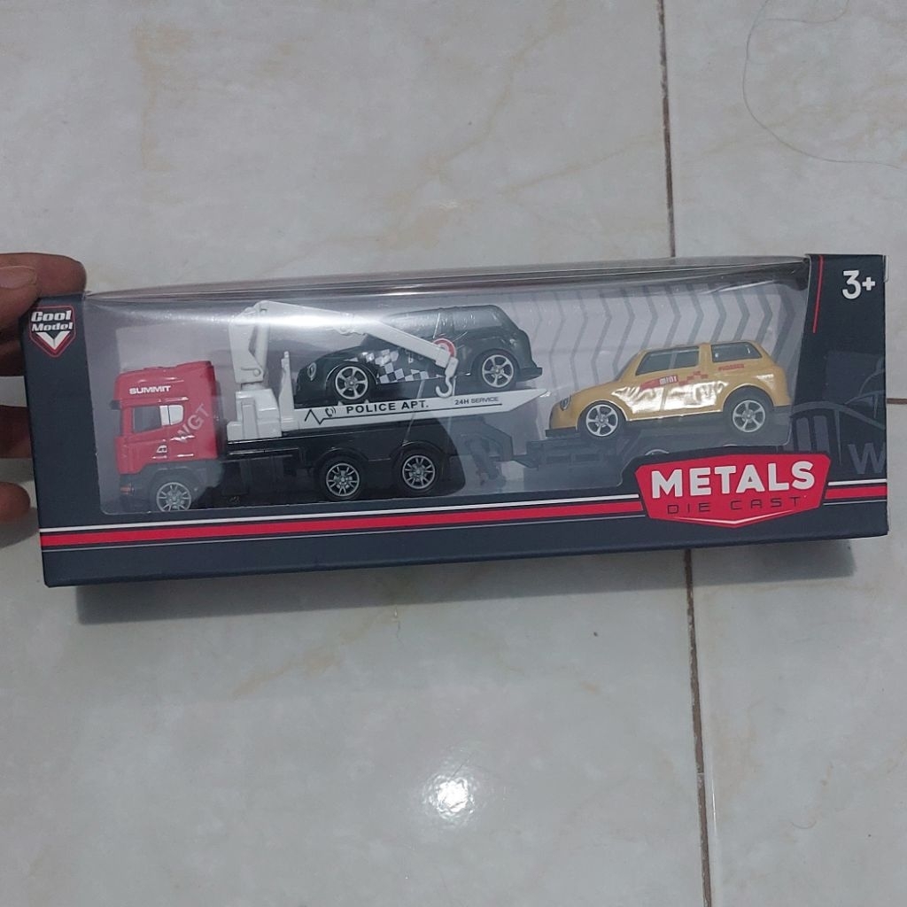 Mainan Diecast Mobil Truk Derek Polisi Anak - Mainan Minitur Truk Towing Polisi Anak
