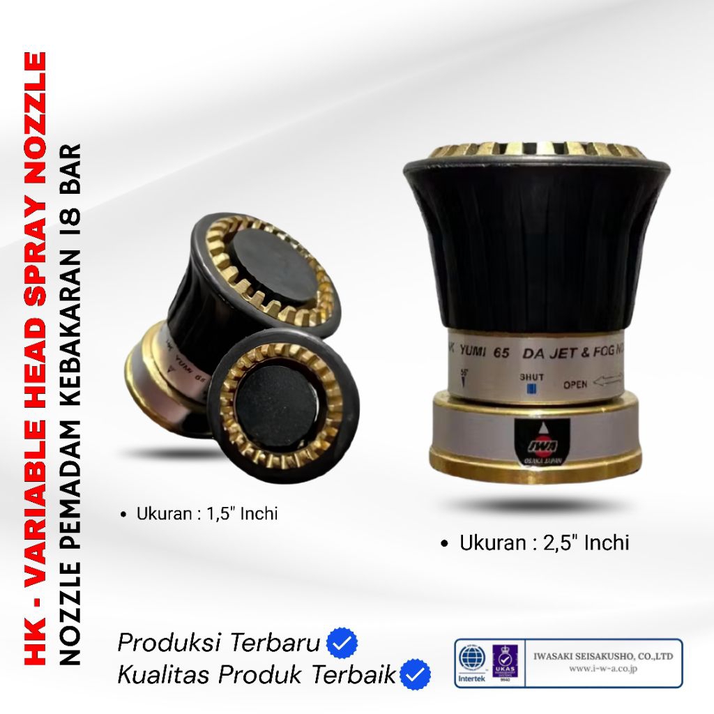 HK - Yumi Variable Head Spray 18 Bar - Nozzle Selang Pemadam Kebakaran Bahan Kuningan 1,5" Inchi - 2