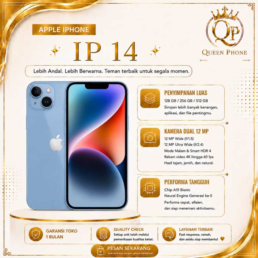 IP 14 128GB/256GB SECOND LIKE NEW FULLSET NO MINUS