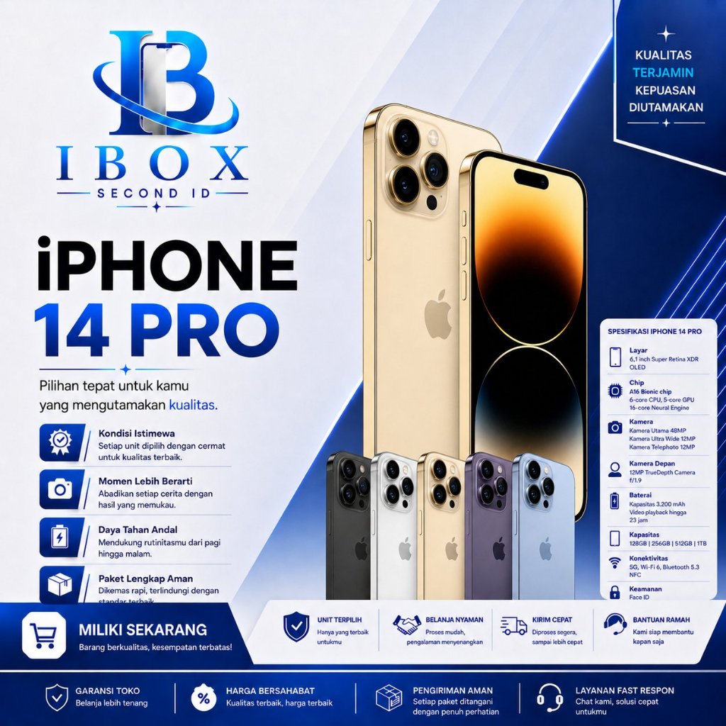 Iphone 14 Pro  256GB, 128GB Second Ori Apple, Like New ALLSIM, Fullset