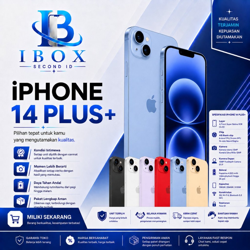Iphone 14 Plus  256GB, 128GB Second Ori Apple, Like New ALLSIM, Fullset