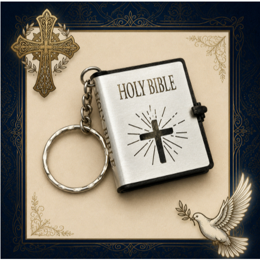 NICE Gantungan Kunci Alkitab Mini Kecil Bahasa Inggris Holy Bible Souvenir Rohani Kristen Hadiah Kad