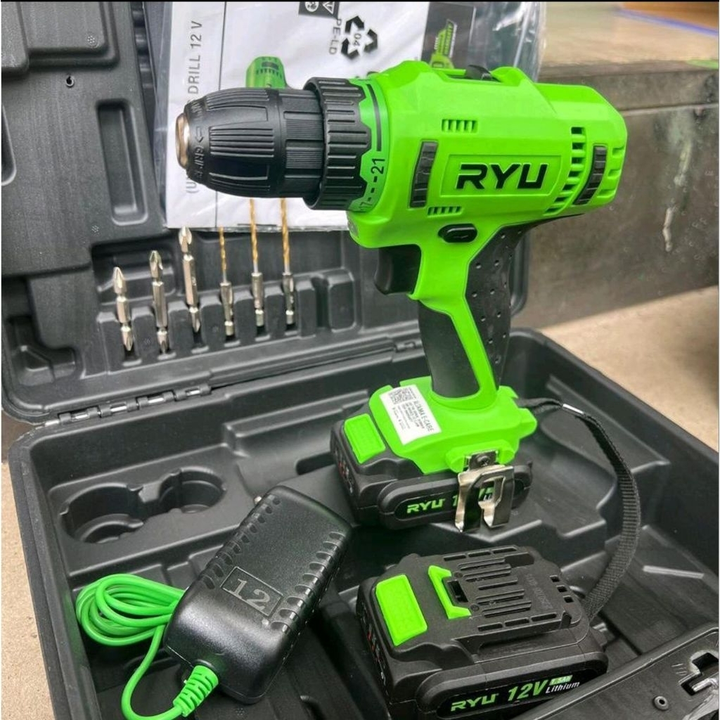 MESIN BOR CORDLESS DRILL RYU 12V RCD12V + KOPER