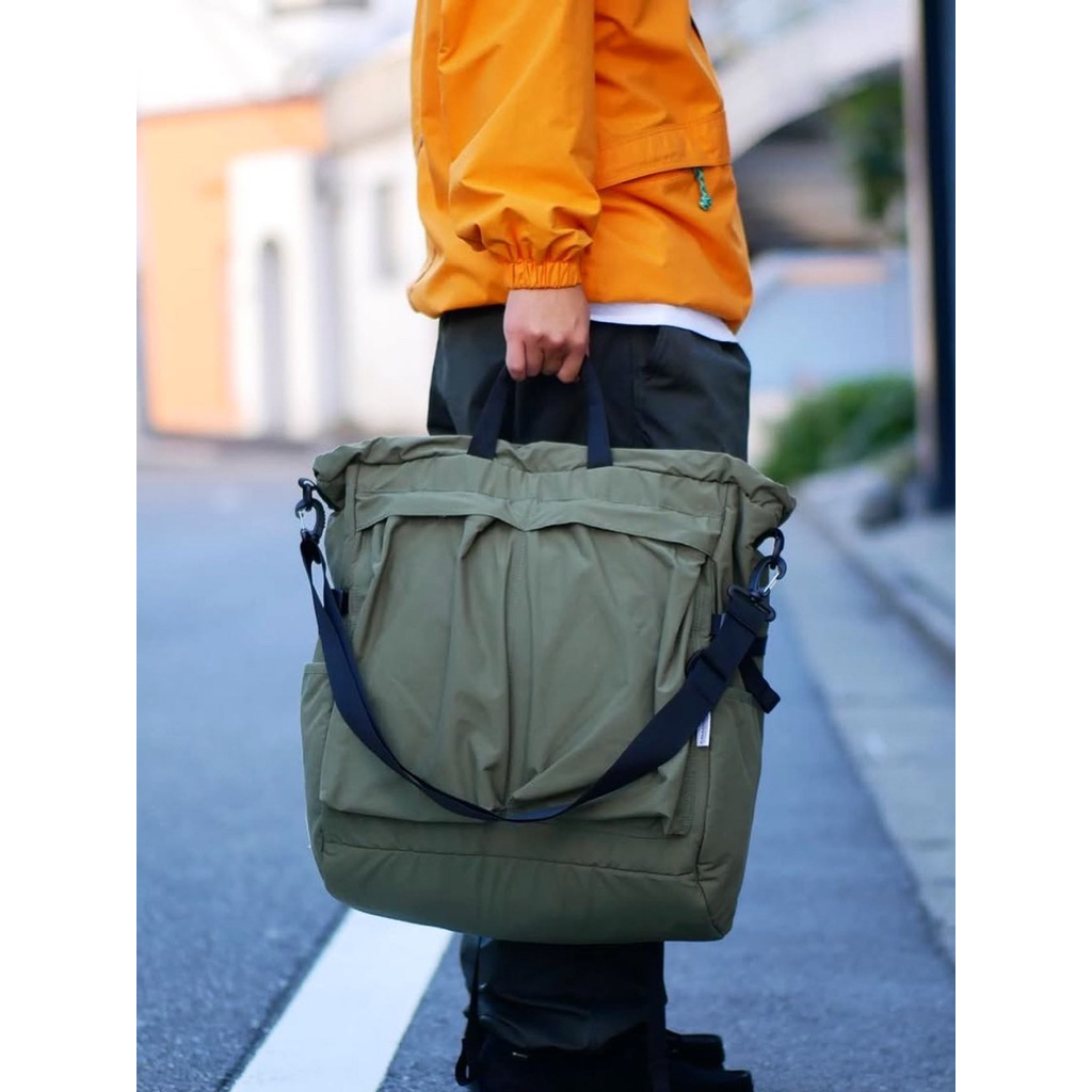 MT.Rainier design Large helmet pocket 3in1 totebag- dark olive
