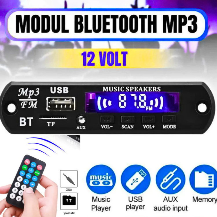 JAKMAL Kebidu Tape Mobil Audio Speaker MP3 Player Ampli Bluetooth Wireless Receiver - 747D
