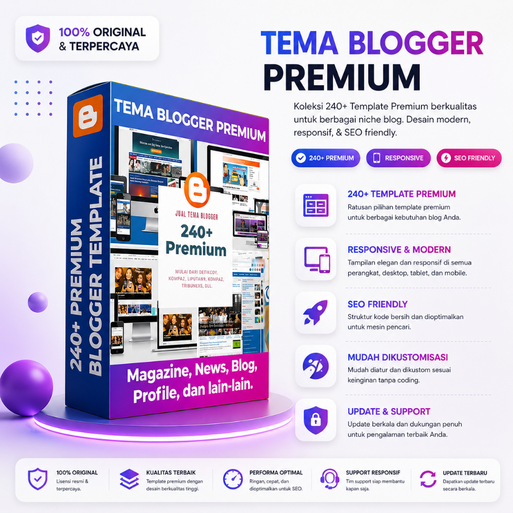 240+ Theme Blogger Premium - Koleksi Template Blogspot Desain Terbaik, Responsive & SEO Friendly Ber
