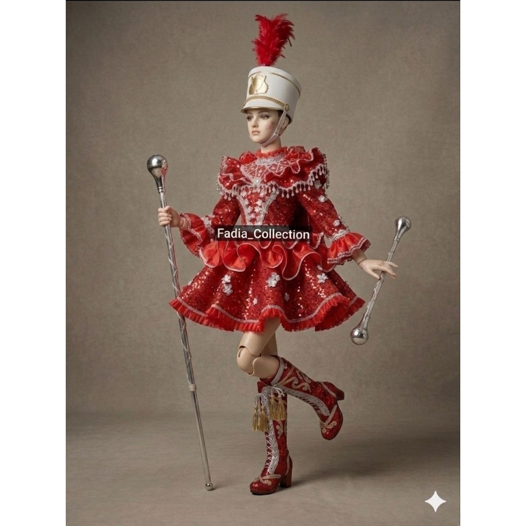 Baju Mayoret Merah Silver/Baju Mayoret Drumband/Baju Mayoret Wanita/Baju Mayoret Marchingband