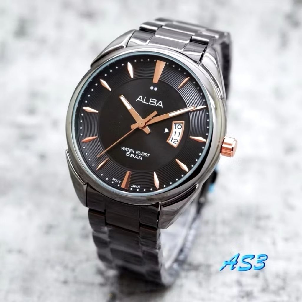 Jam Tangan Pria Alba Analog Tali Rantai 655