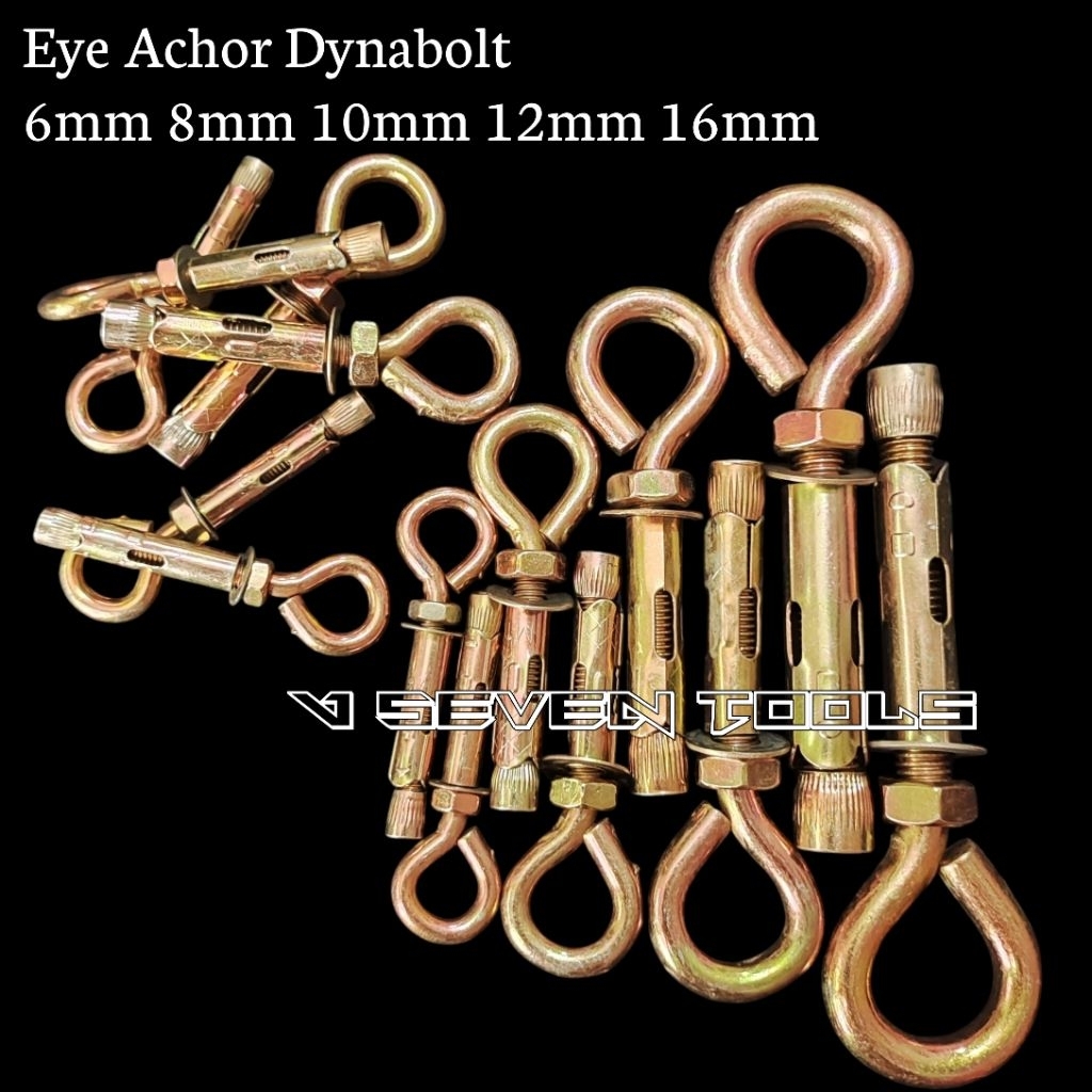 Eye Achor Dynabolt 6mm 8mm 10mm 12mm 16mm Hook Dynablot Warna emas