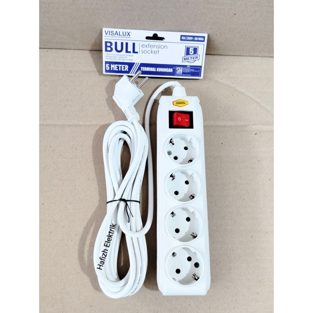 Visalux Stop Kontak Kabel 4 Lubang/4 Meter Visalux Kabel Extension BULL