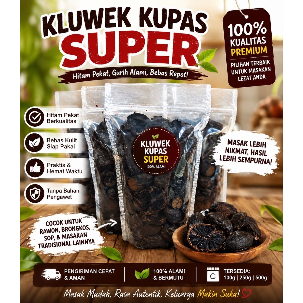 READI Kluwek kupas 1kg full hitam, tanpa ampas siap masak