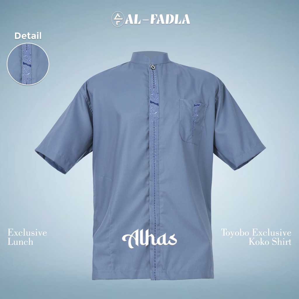 AL FADLA - Alhas Kemeja Koko Lengan Pendek Pria Dewasa Mid Motif