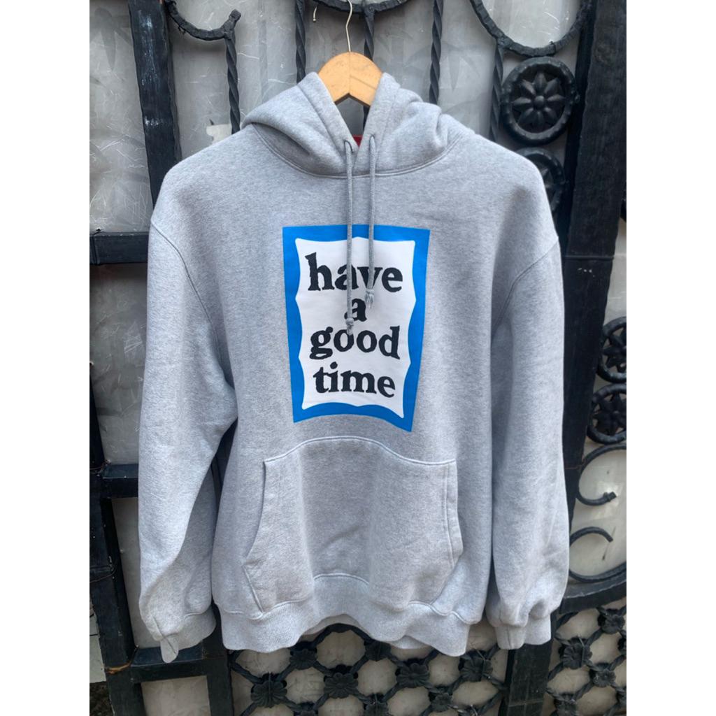 Hoodie Have A Good Time Blue Frame Pullover Grey