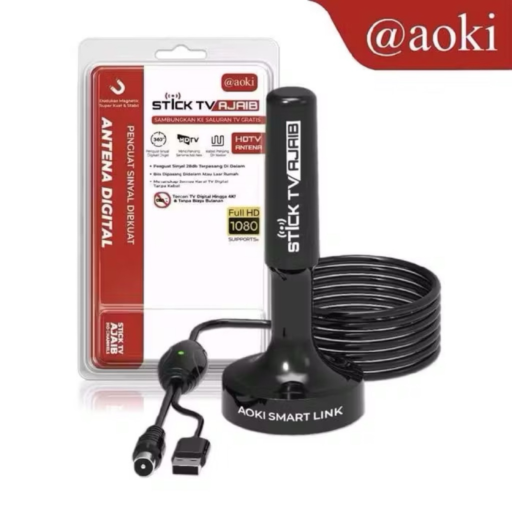Antena Aoki 4K Ultra HD TV Digital AT-3100 Stick Ajaib Smart Link