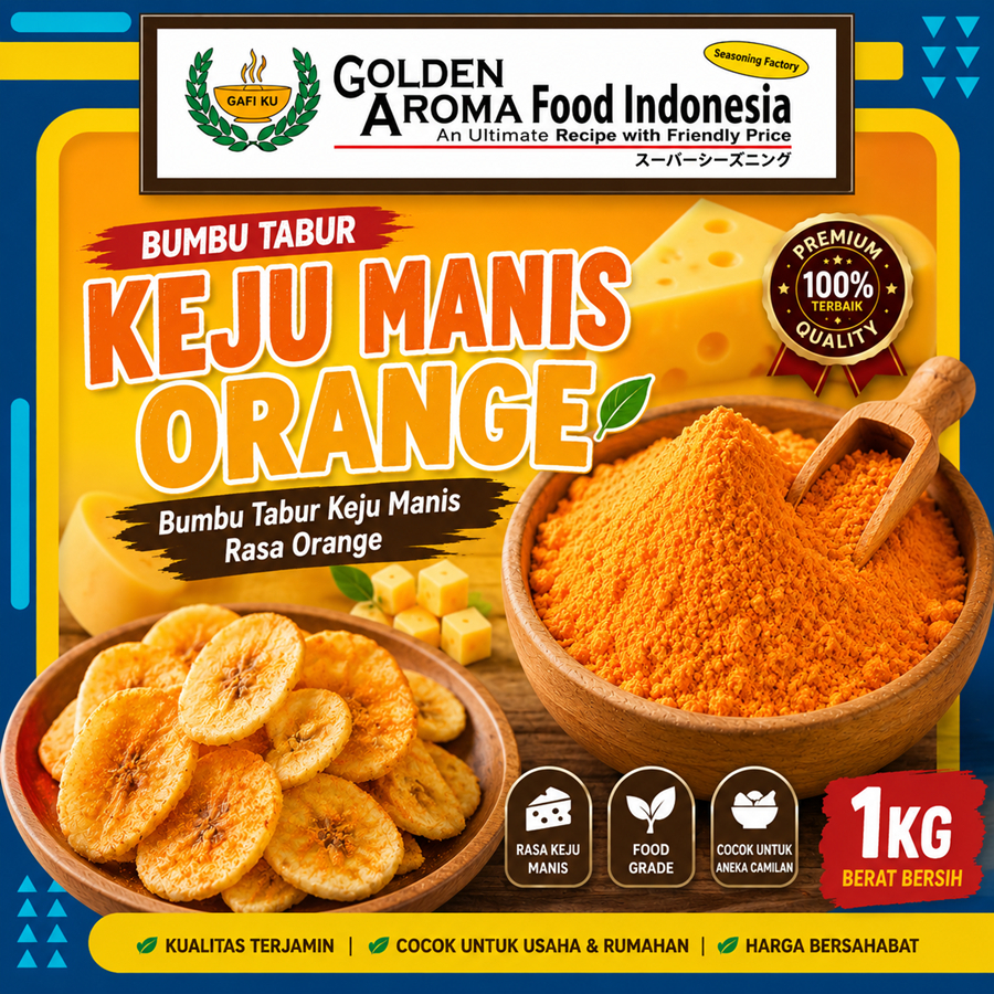 BUMBU TABUR KEJU MANIS ORANGE ALA BISKUIT RICHEESE 1 Kg FOOD GRADE 1Kg Bubuk Bumbu Keripik Pisang