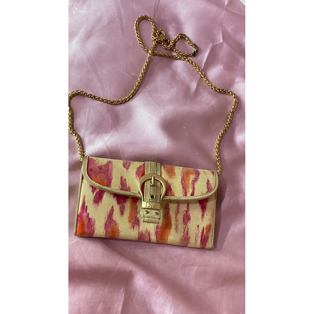 Dior rare vintage multicolor wallet (with additional gold chain for fun)