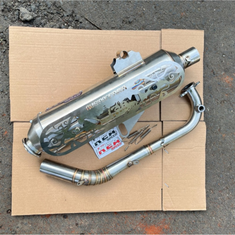 KNALPOT STANDART RACING ORIGINAL FAST KEA SET TAMENG IN OUT 38MM FULL STAINLESS ALL MOTOR MATIC