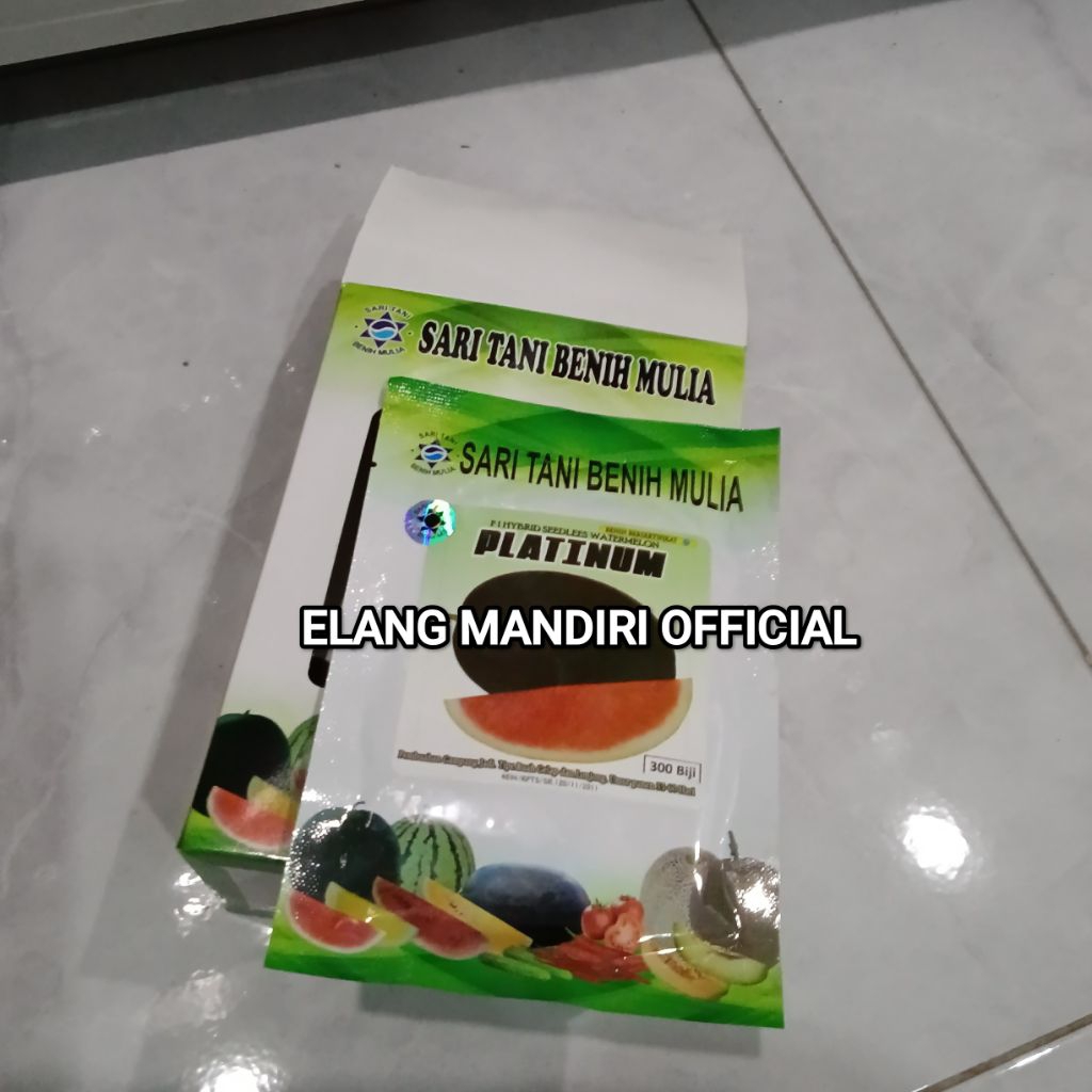Benih Bibit Semangka Non Biji Platinum F1 isi (300 Butir) Kulit Warna Hijau Gelap Kadaluarsa 2027 Te
