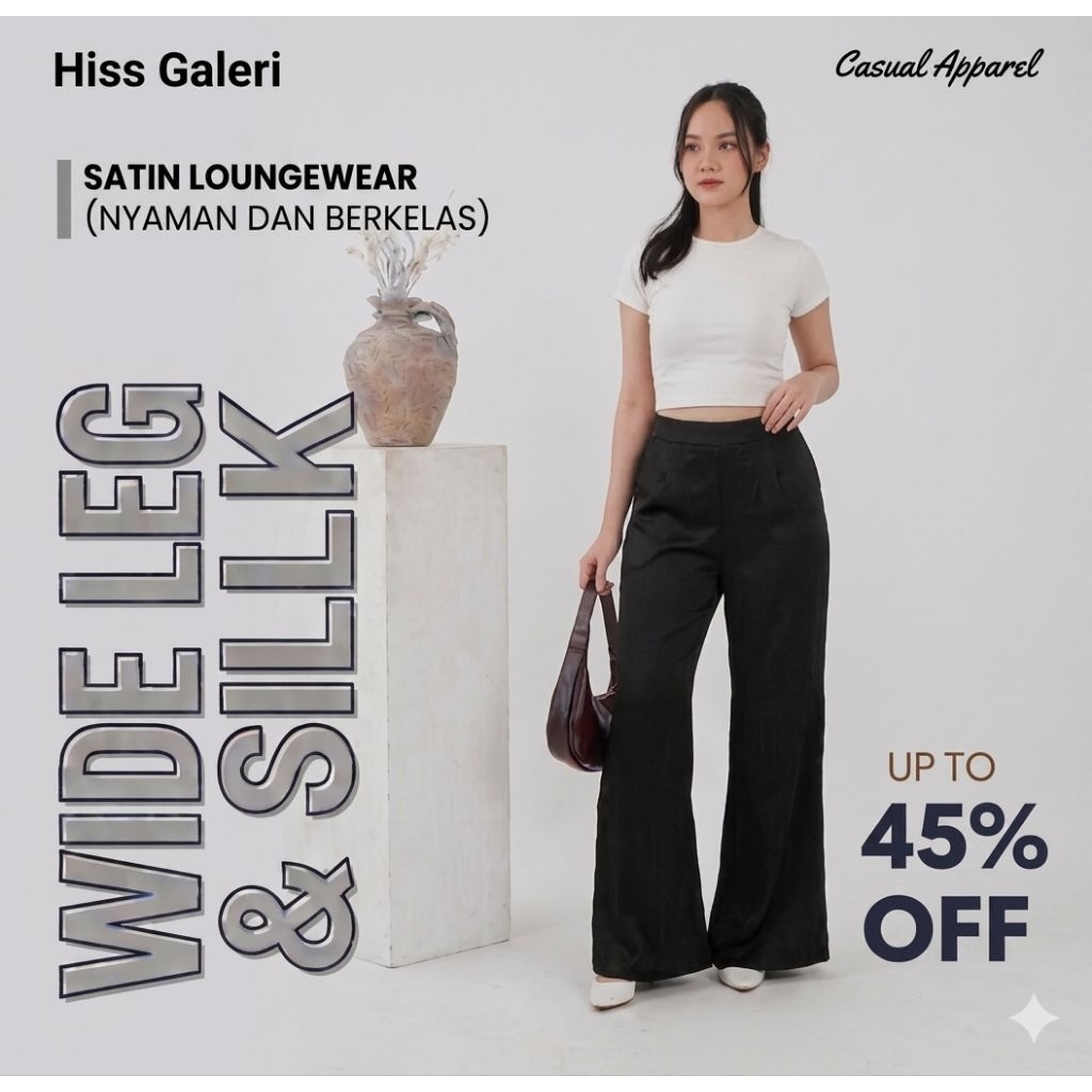 Kulot Satin - Celana Panjang Wanita Korean Style - Satin Pants - Kulot Highwaist Premium