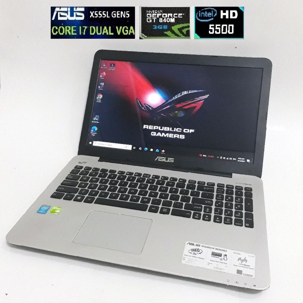 LAPTOP LAYAR LEBAR ASUS GAMING CORE I7 DUAL VGA SSD 256GB RAM 8GB NVDIA GEFORCE 2GB