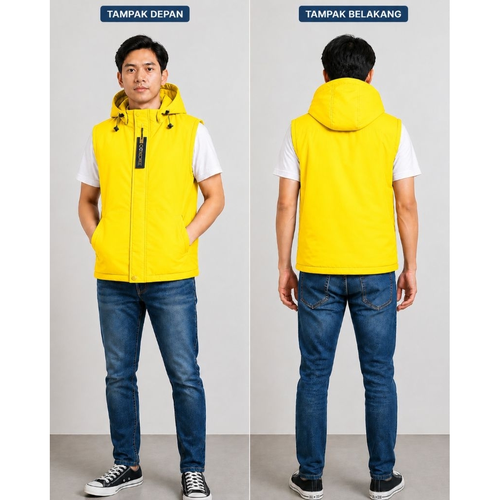 Vest Rompi Polos Rompi Outdour Warna Kuning Unisek Pria Dan Wanita