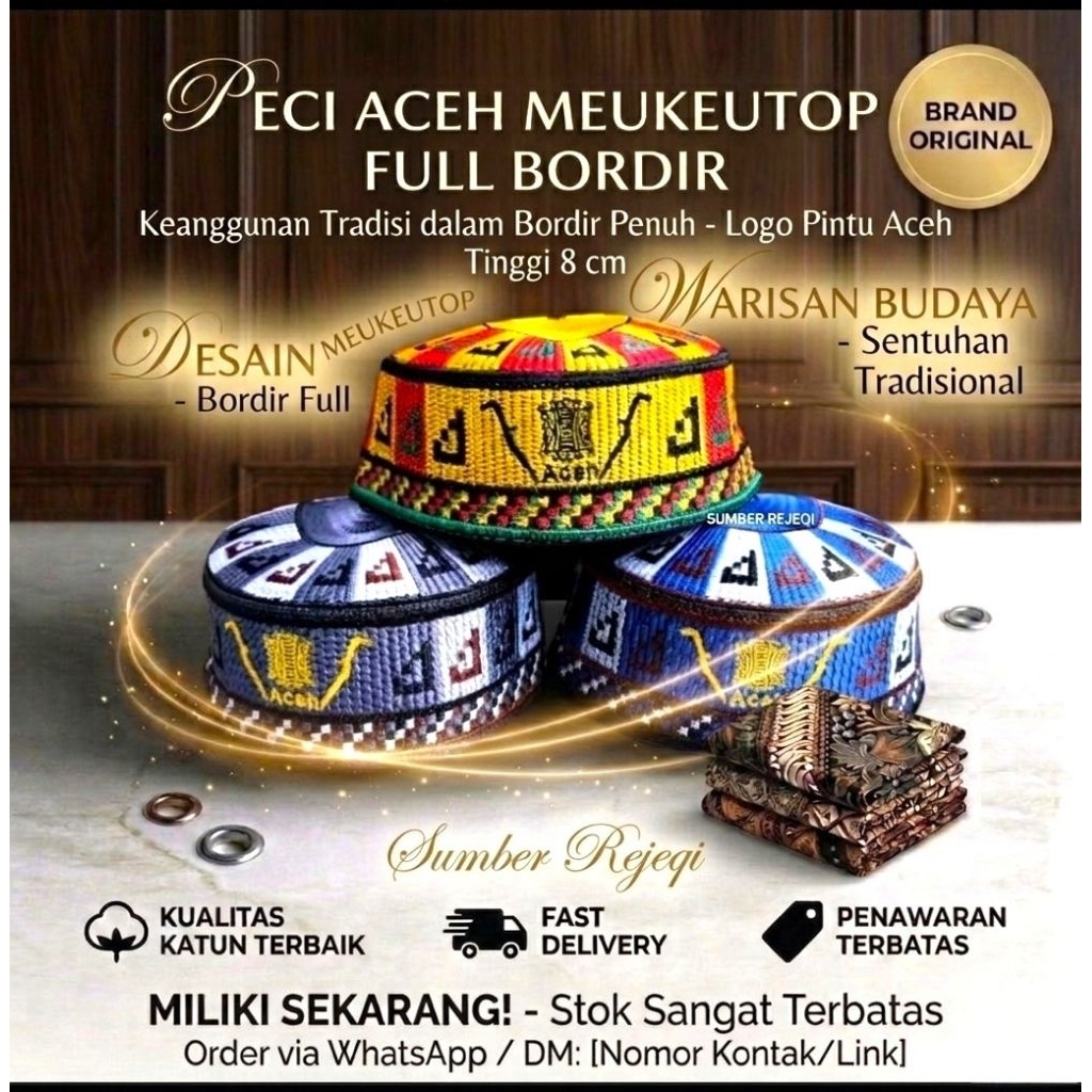 Peci Haji Meuketop Aceh Teuku Umar Kopyah Sholat Pria Madinah Bone Kopiah Meukeutop Peci Aceh Meukeu