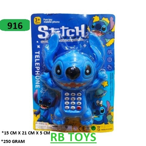 Mainan HP Stitch Baterai AA Anak Lucu Suara & Lampu 2 Pilihan Warna Pink Biru 916