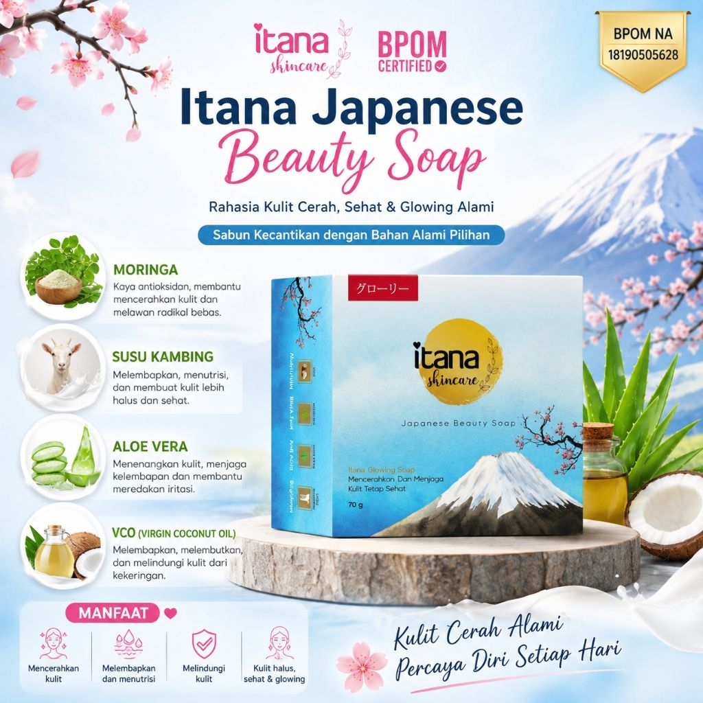 READY SABUN ITANA SKINCARE ORI [BELI 3 FREE POUCH] AROMA HARUM WARNA BIRU