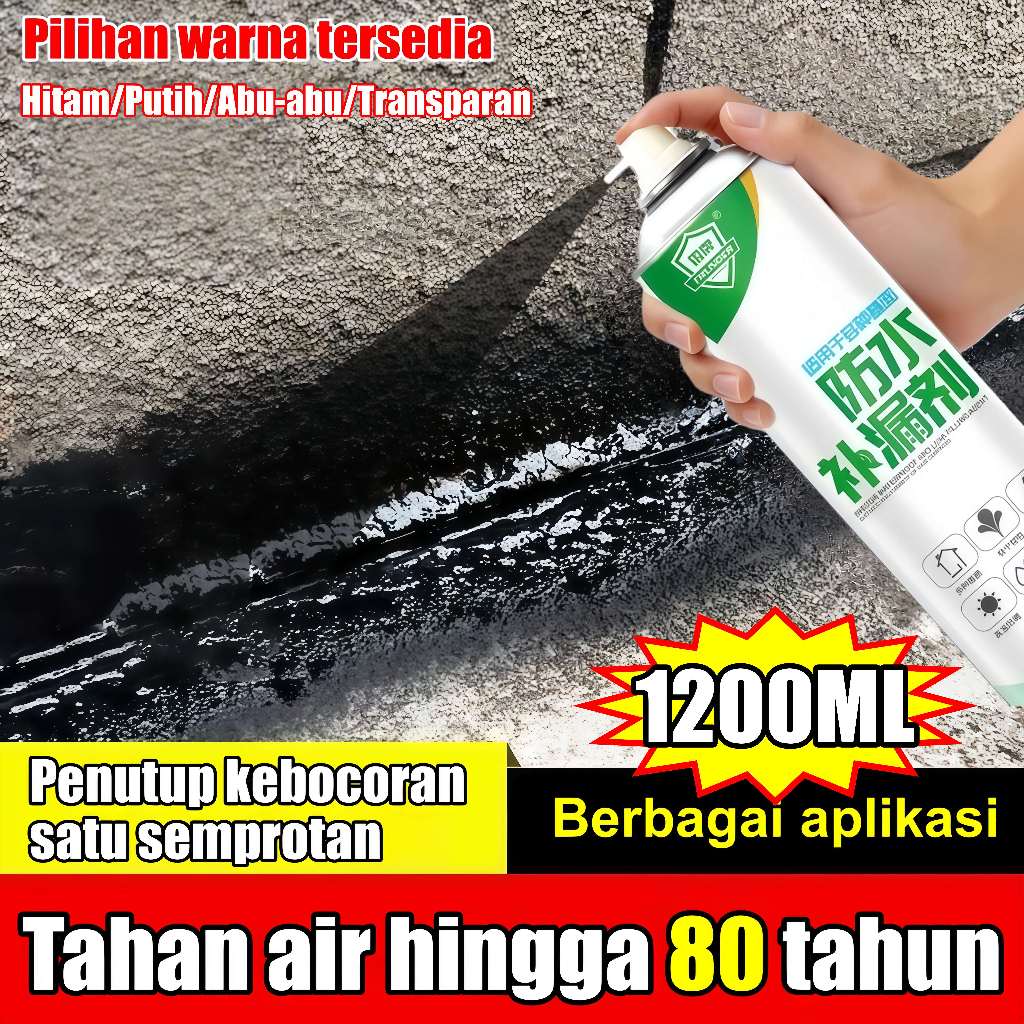 Semprotan Pelapis Kedap Air 1200ml untuk Atap Dinding Seng Anti Bocor Warna Putih Hitam Abu Transpar