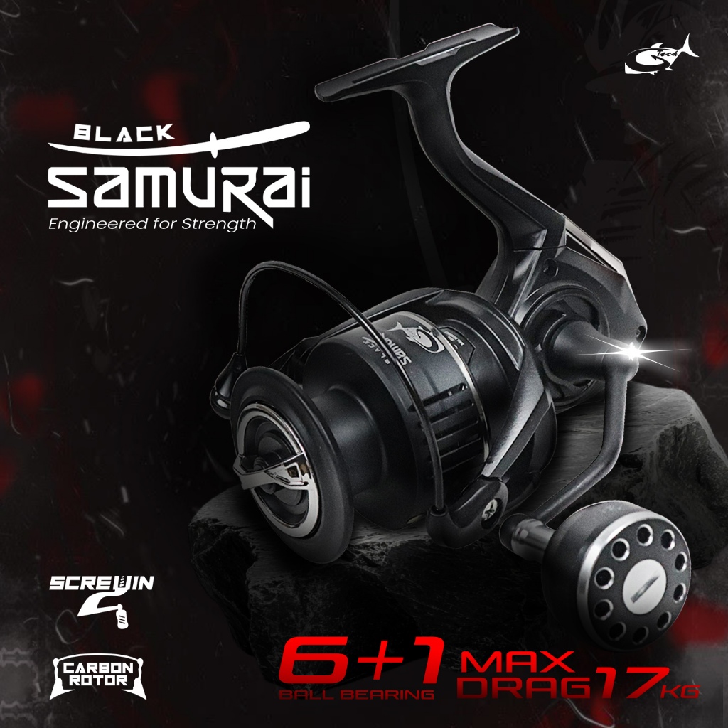 Reel Spinning G-Tech Black Samurai New 2026 | 1000 - 6000PG | Screw in Aluminium Handle | New 2026