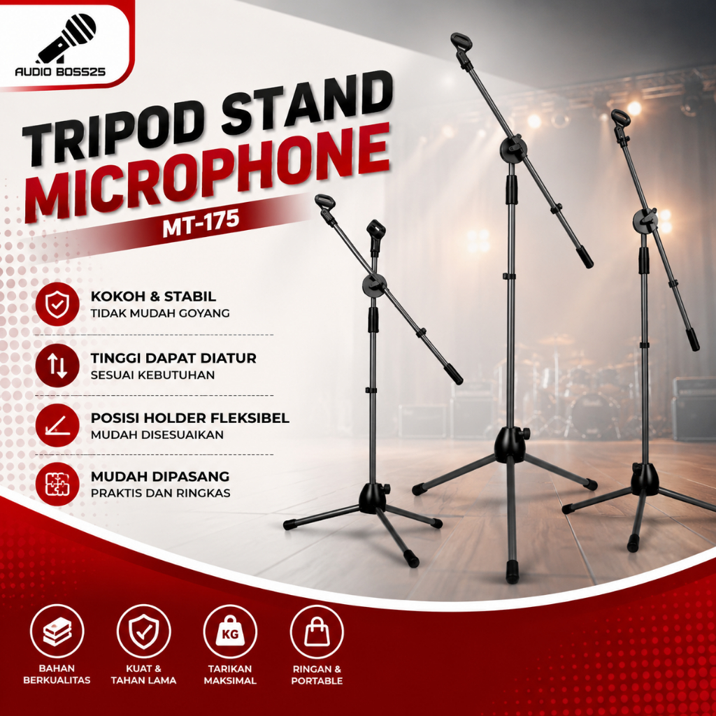 Audio Boss Stand Mic Lantai MT-175 / Tripod Microphone / Dudukan MIC