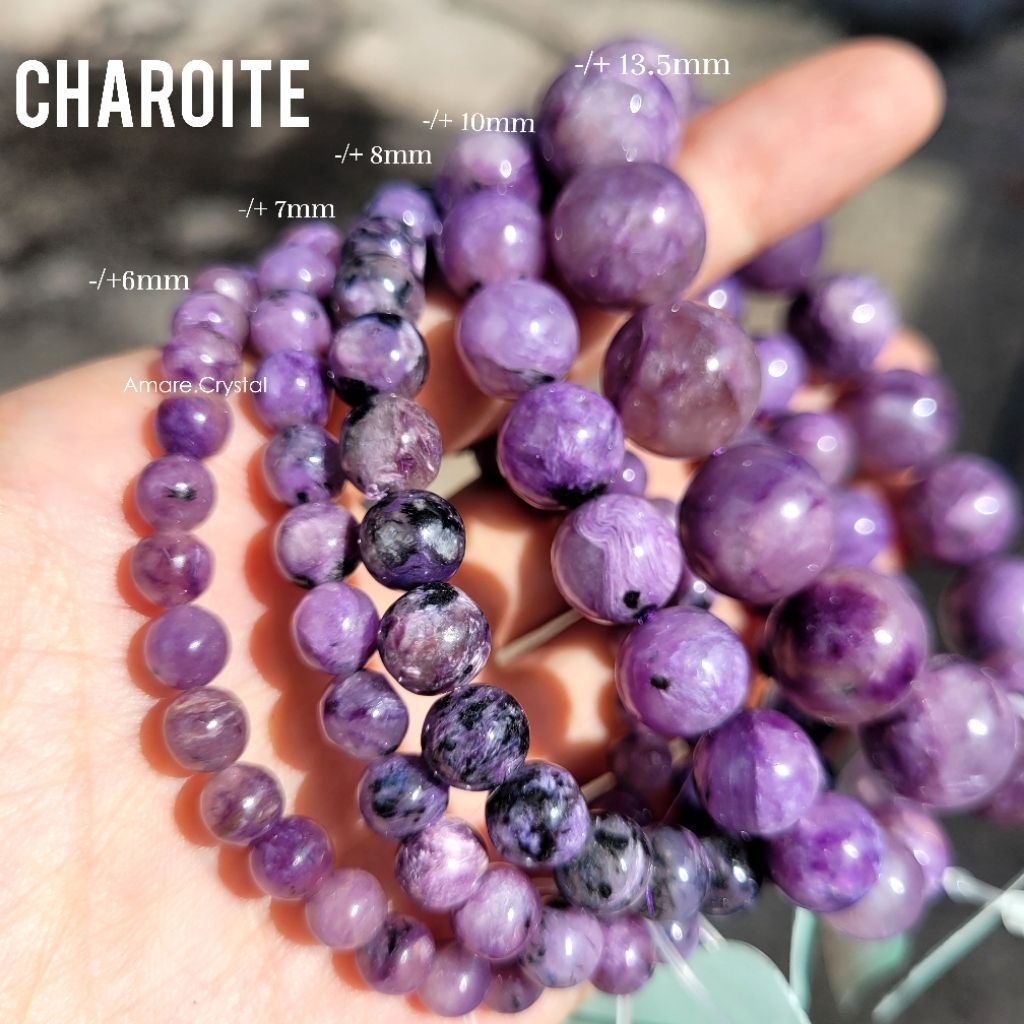 CHAROITE Natural Crystal Bracelet Gelang Batu Alam Kristal Ungu Rusia